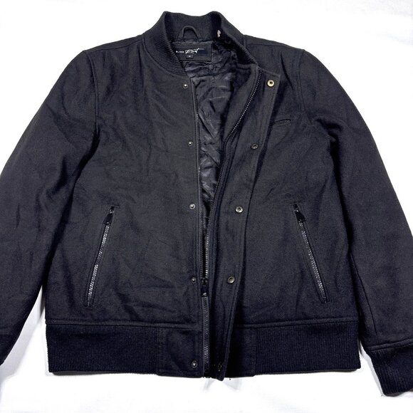 Black Rivet Black Wool Blend Insulated Bomber Utility Jacket Mens Medium - Picture 6 of 12